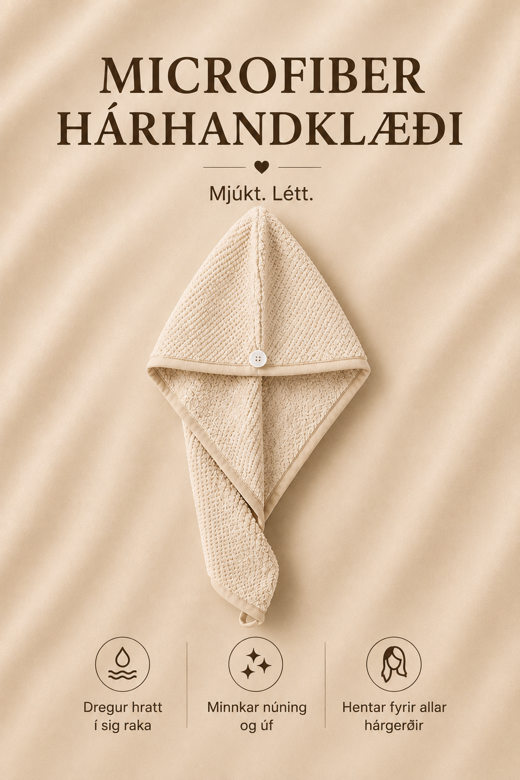 Hárhandklæði beige