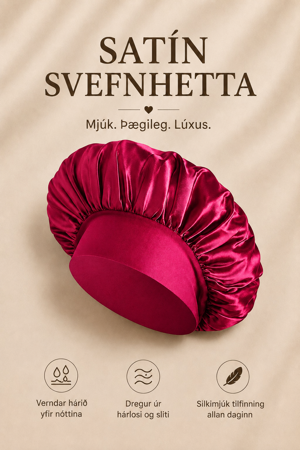 Bonnet satín Rautt