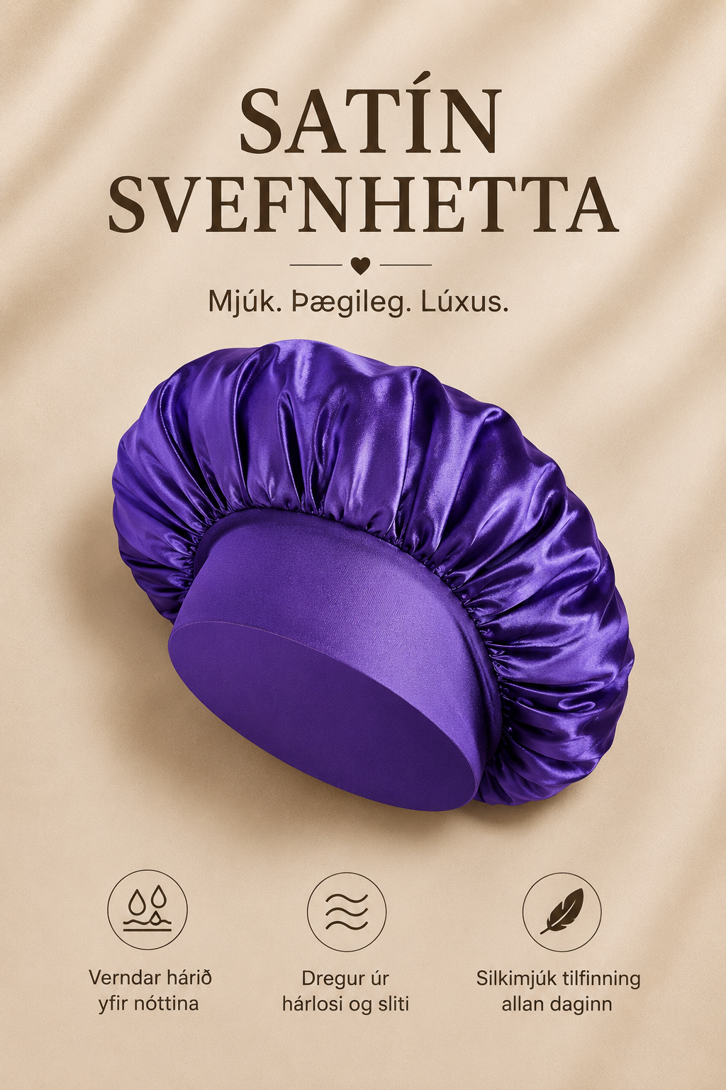 Bonnet satín Fjólublá