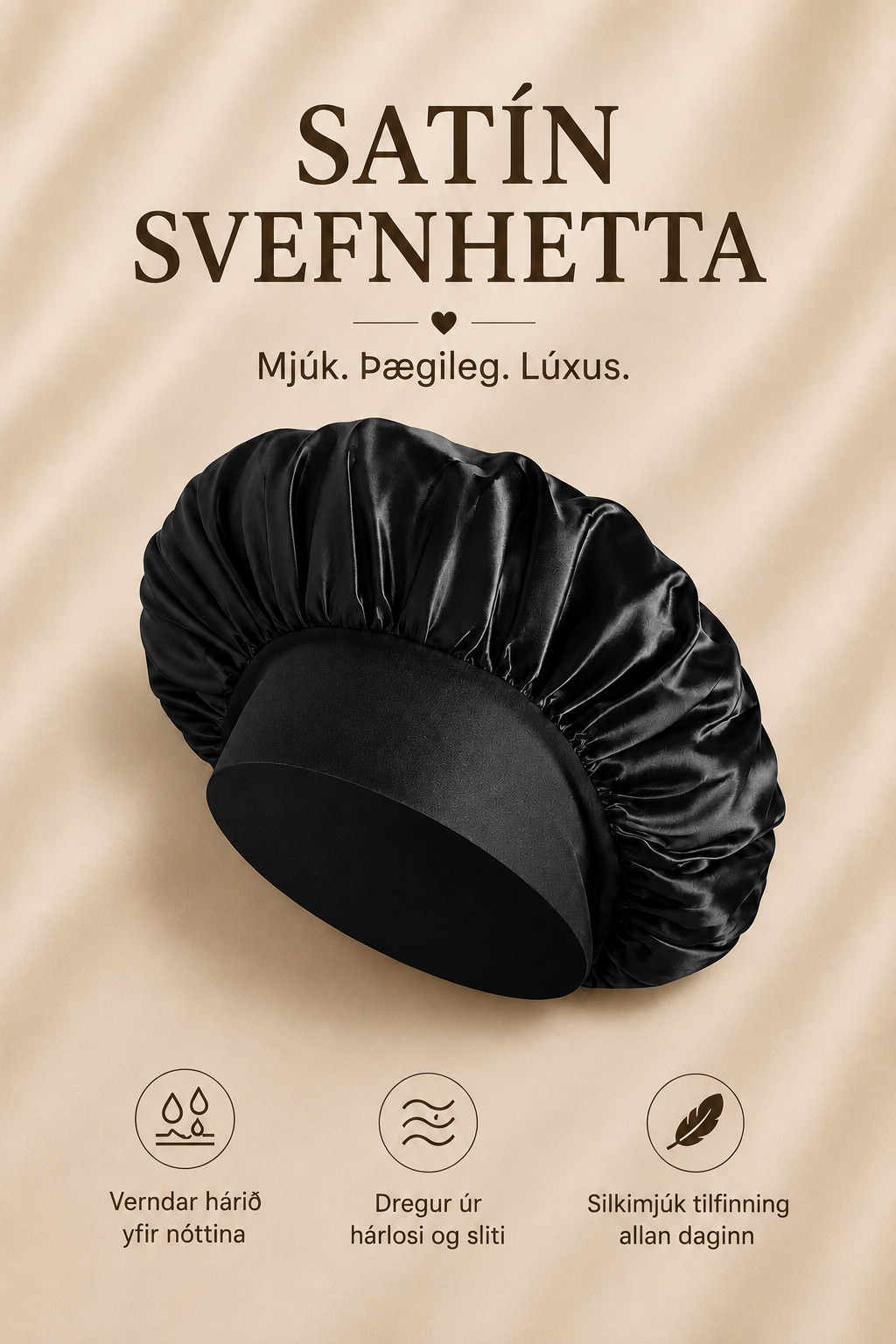 Bonnet satín Svört
